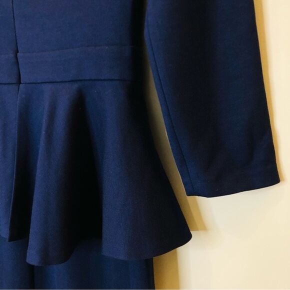 L'Agence Ophelia Off the Shoulder Peplum Bodycon Midi Dress 50s Formal Navy S - Picture 11 of 13